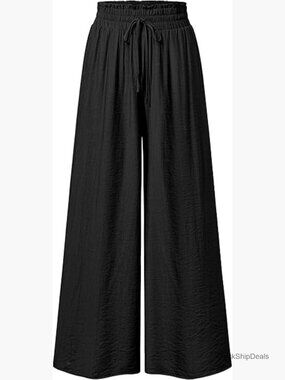 Linen Blend High Waisted Wide Leg Palazzo Pants Casual Summer